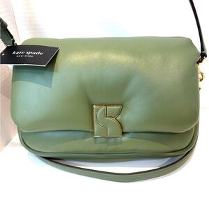 Kate Spade Dakota Puffy Leather Cedar Green Medium Crossbody Shoulder Bag NWT